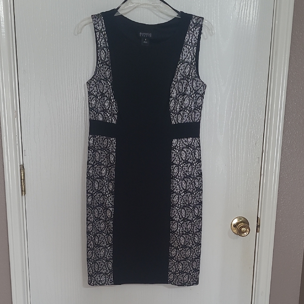 Express Black and White Patterned Midi Dress